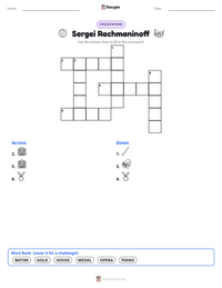 Sergei Rachmaninoff printable worksheet preview