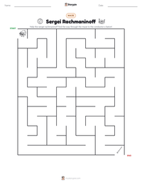 Sergei Rachmaninoff printable worksheet preview
