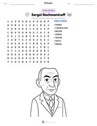 Sergei Rachmaninoff printable worksheet preview