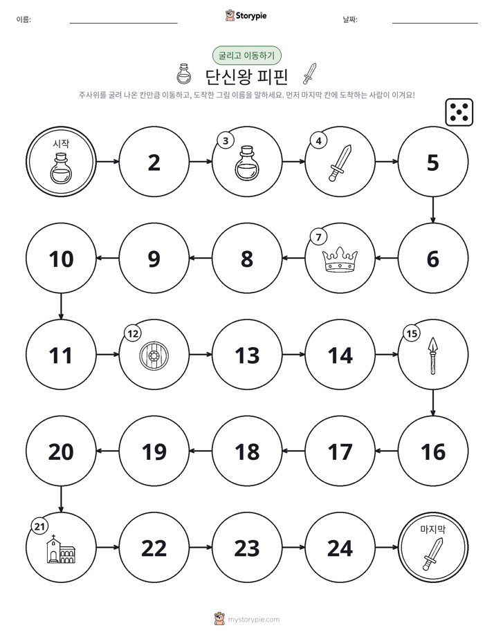 주사위 굴리고 이동하기 게임