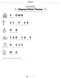 Empress Maria Theresa printable worksheet preview