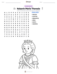 Keizerin Maria Theresia afdrukbare werkblad voorbeeld
