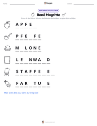 René Magritte druckbare Arbeitsblatt Vorschau
