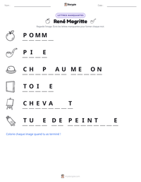 Aperçu de la feuille de travail imprimable René Magritte