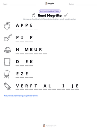René Magritte afdrukbare werkblad voorbeeld