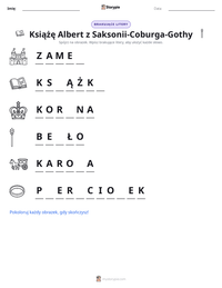 Podgląd drukowalnego arkusza ćwiczeń Książę Albert z Saksonii-Coburga-Gothy