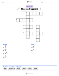 Niccolò Paganini printable worksheet preview