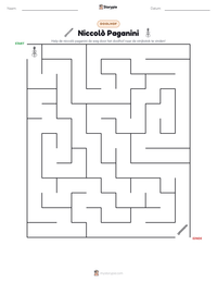 Niccolò Paganini afdrukbare werkblad voorbeeld