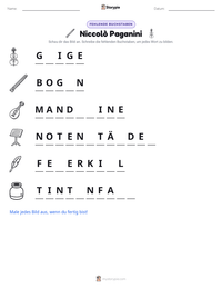 Niccolò Paganini druckbare Arbeitsblatt Vorschau