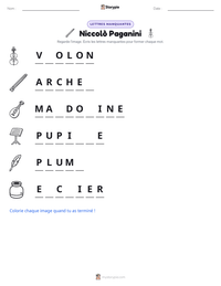 Aperçu de la feuille de travail imprimable Niccolò Paganini