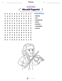 Niccolò Paganini yazdırılabilir çalışma sayfası önizlemesi