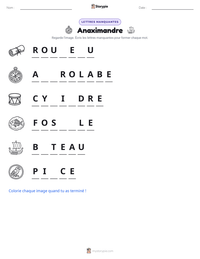 Aperçu de la feuille de travail imprimable Anaximandre