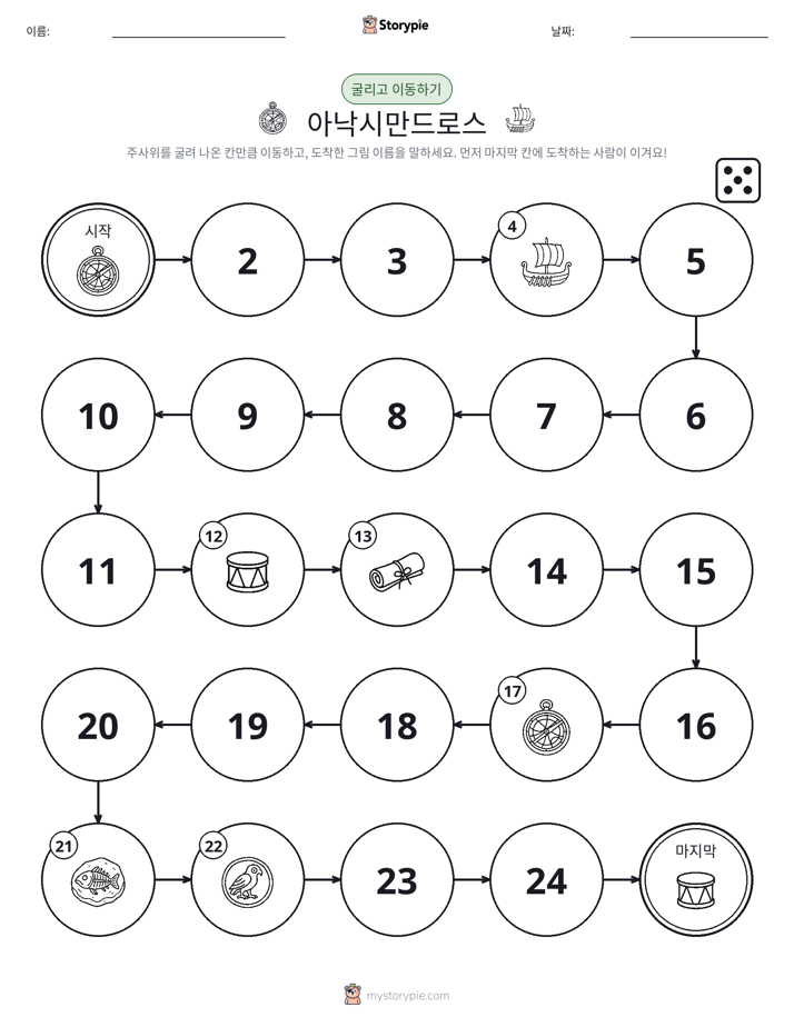 주사위 굴리고 이동하기 게임