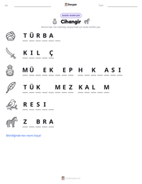 Cihangir yazdırılabilir çalışma sayfası önizlemesi