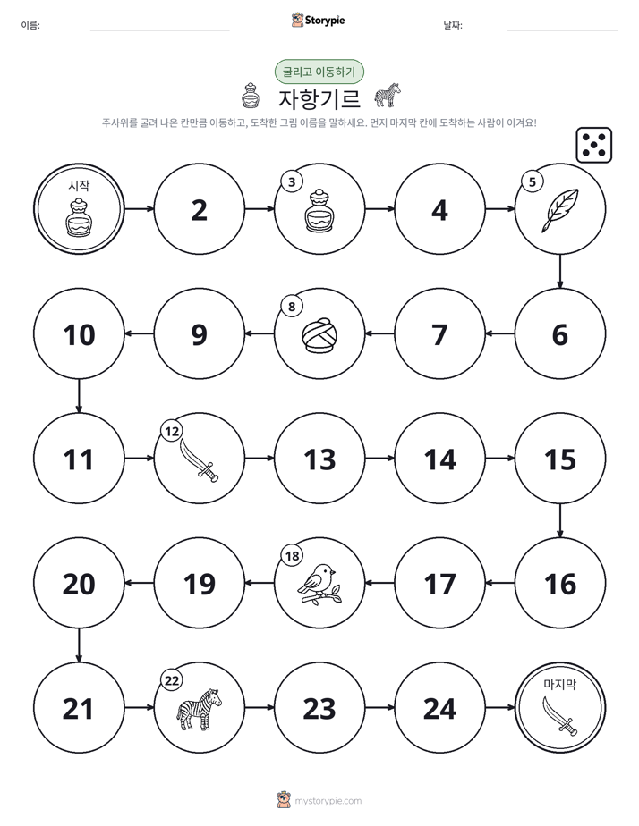 주사위 굴리고 이동하기 게임