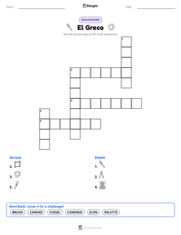 El Greco printable worksheet preview