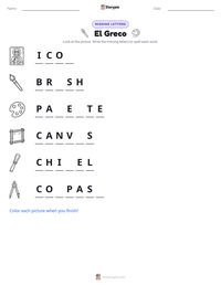 El Greco printable worksheet preview