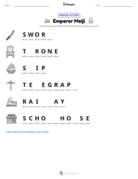 Emperor Meiji printable worksheet preview
