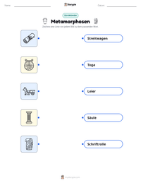 Metamorphosen druckbare Arbeitsblatt Vorschau