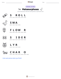 Metamorphoses printable worksheet preview