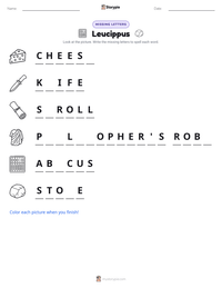 Leucippus printable worksheet preview