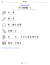Podgląd drukowalnego arkusza ćwiczeń Leucyp