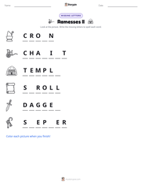 Ramesses II printable worksheet preview