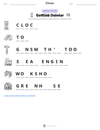 Gottlieb Daimler printable worksheet preview