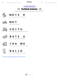 Aperçu de la feuille de travail imprimable Gottlieb Daimler