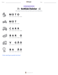 Prévia da folha de atividades imprimível Gottlieb Daimler