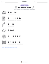 Sir Walter Scott printable worksheet preview