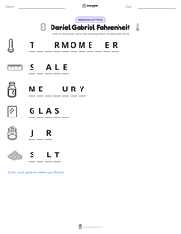 Daniel Gabriel Fahrenheit printable worksheet preview