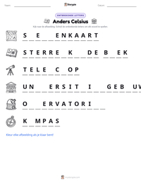 Anders Celsius afdrukbare werkblad voorbeeld