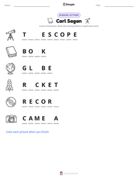 Carl Sagan printable worksheet preview