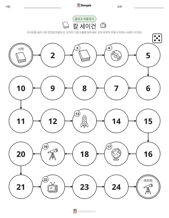 주사위 굴리고 이동하기 게임