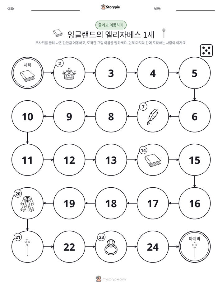 주사위 굴리고 이동하기 게임