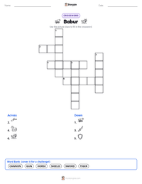Babur printable worksheet preview
