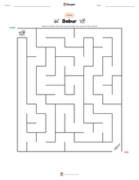 Babur printable worksheet preview