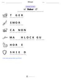 Babur printable worksheet preview