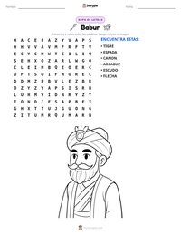 Vista previa de la hoja de trabajo imprimible de Babur