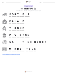 Red Fort printable worksheet preview