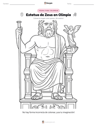 Vista previa de la hoja de trabajo imprimible de Estatua de Zeus en Olimpia