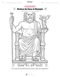 Aperçu de la feuille de travail imprimable Statue de Zeus à Olympie