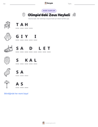 Olimpia'daki Zeus Heykeli yazdırılabilir çalışma sayfası önizlemesi