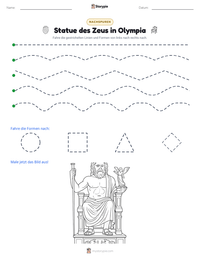 Statue des Zeus in Olympia druckbare Arbeitsblatt Vorschau
