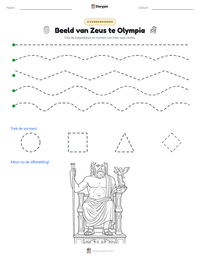 Beeld van Zeus te Olympia afdrukbare werkblad voorbeeld