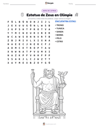 Vista previa de la hoja de trabajo imprimible de Estatua de Zeus en Olimpia