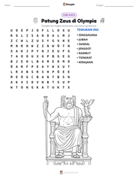Prabaca lembar kerja cetak Patung Zeus di Olympia
