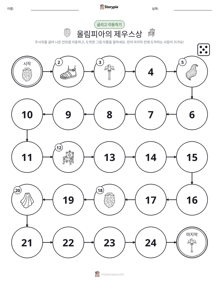 주사위 굴리고 이동하기 게임