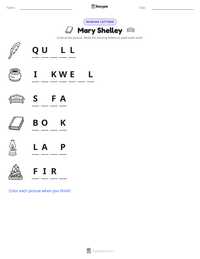 Mary Shelley printable worksheet preview